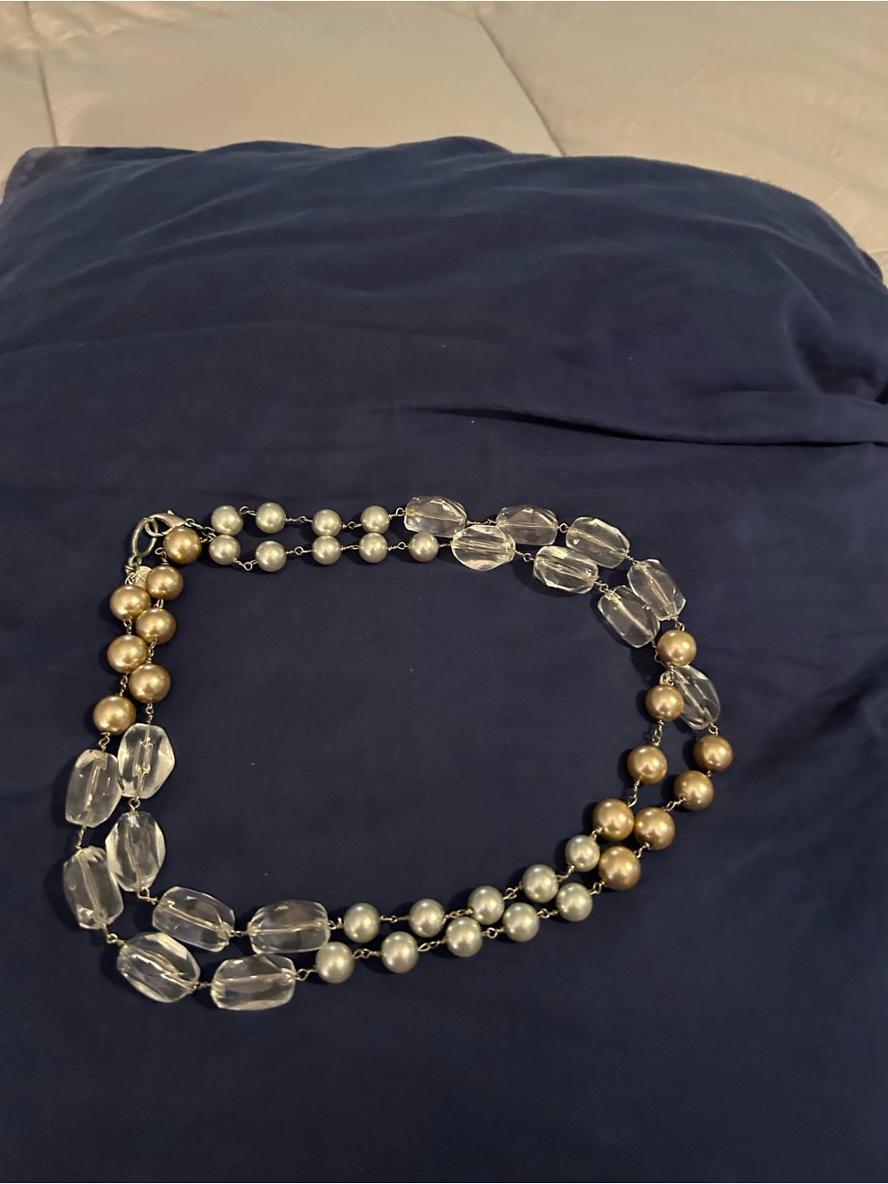 Talbots Multi-Strand Necklace with Clear, Gold and Silver Beads